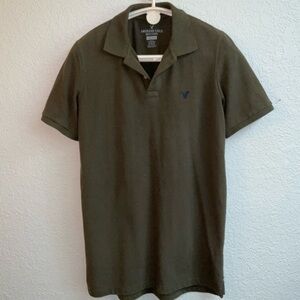 American Eagle Outfitters Polo Shirt Short Sleeve Olive Green Men's Sz Med Tall